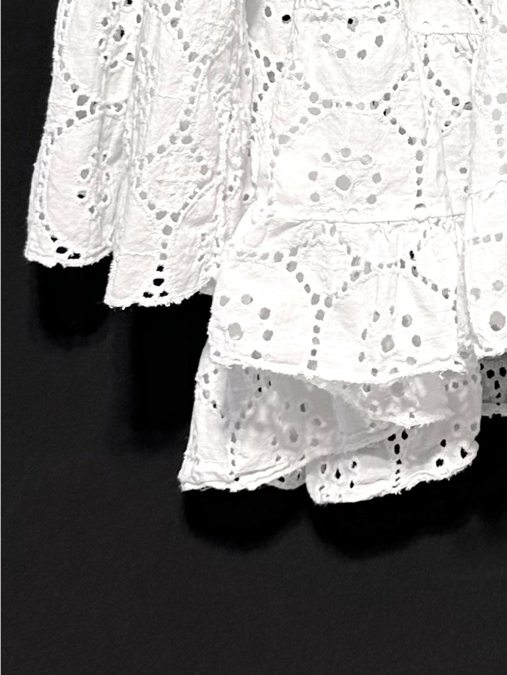 Bella Amore Italy White Eyelet Ruffle Peplum Blouse S/M Cottagecore - Picture 3 of 8